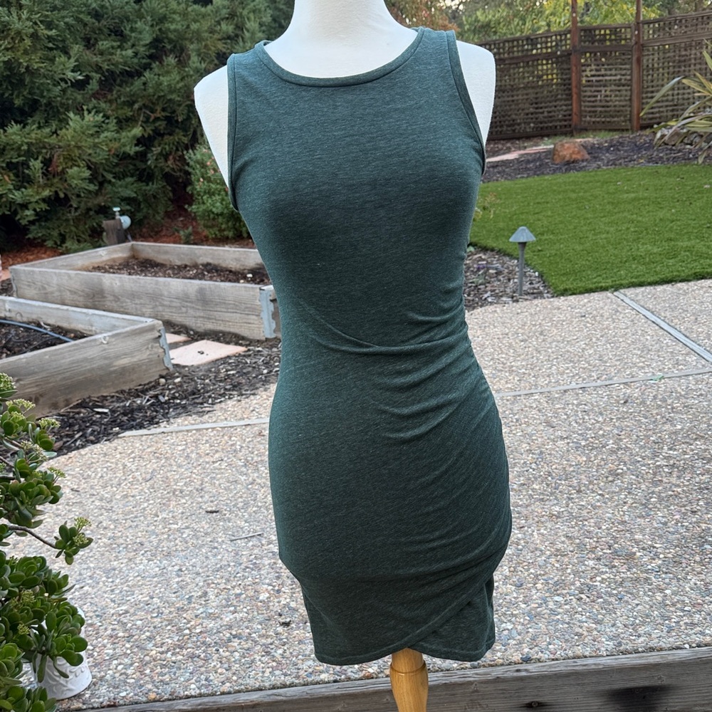Leith Forest Green Sleeveless Mini Dress